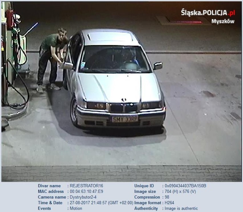 Kradzież paliwa na stacji w Myszkowie. Policja publikuje wizerunek podejrzanych [ZDJĘCIA]