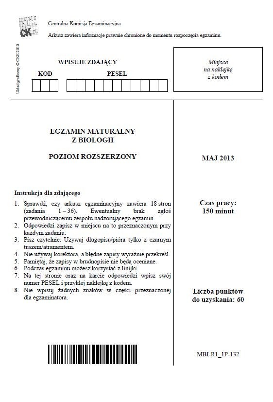 Matura 2013 BIOLOGIA: ODPOWIEDZI, mamy ARKUSZE [poziom rozszerzony]