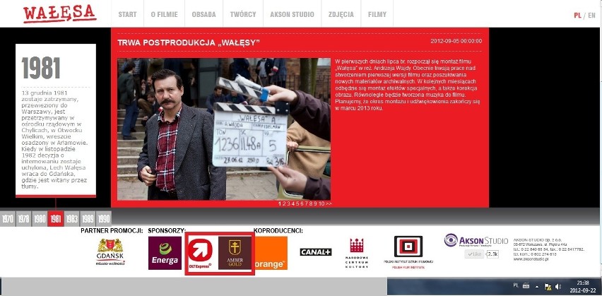 Wajda zagrał w reklamówce Amber Gold i OLT Express? Logotypy znów na stronie filmu &quot;Wałęsa&quot;!