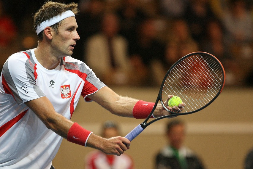 Łukasz Kubot grał w piątek w Pucharze Davisa w Łodzi