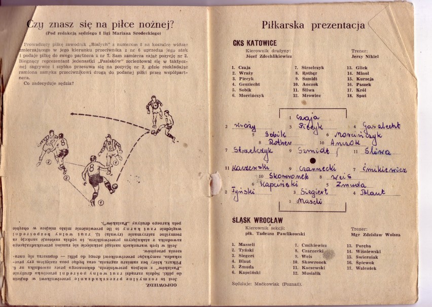 Wygrzebane z szuflady: Programy meczów Śląska z lat 60. (ZOBACZ KONIECZNIE)