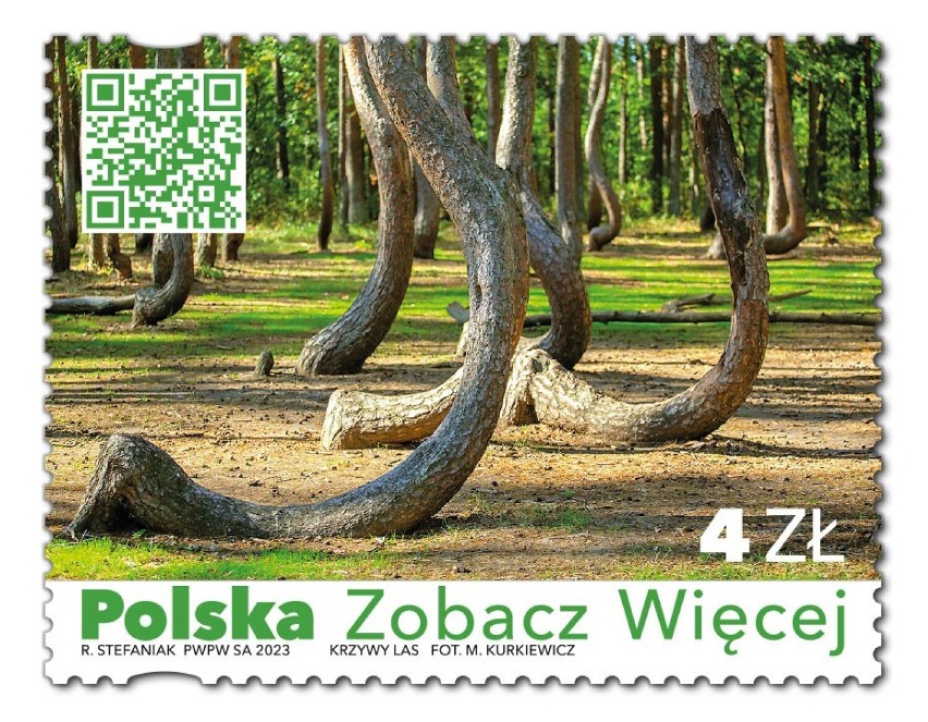 Bieszczady i Krzywy Las na turystycznych znaczkach Poczty Polskiej. Z kodami QR