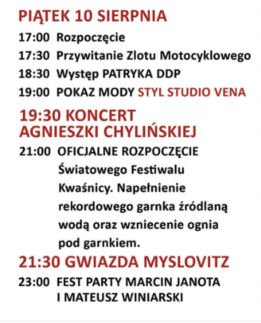 Festiwal Kwaśnicy 2018 w Żywcu. Znakomite gwiazdy, wielkie gotowanie i inne atrakcje [ZOBACZ PROGRAM]