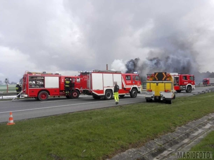 Pożar ciężarówki na opolskim odcinku autostrady A4.