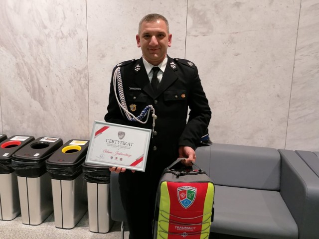 dh Adam Jankowski, prezes OSP Chodzież z certyfikatem "Pierwszy ratownik"