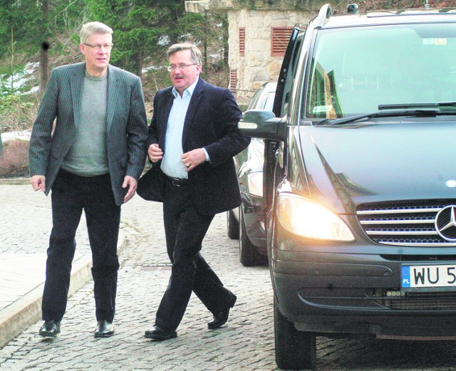 Prezydent Komorowski z prezydentem Łotwy na Zameczku