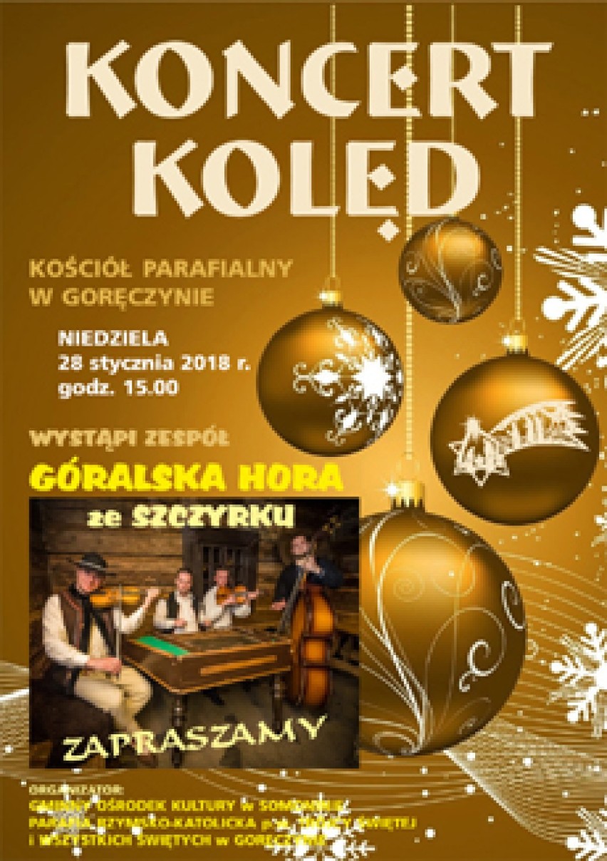 Koncerty kolęd 2018 w powiecie kartuskim - m.in. w Hopowie, Somoninie, Goręczynie