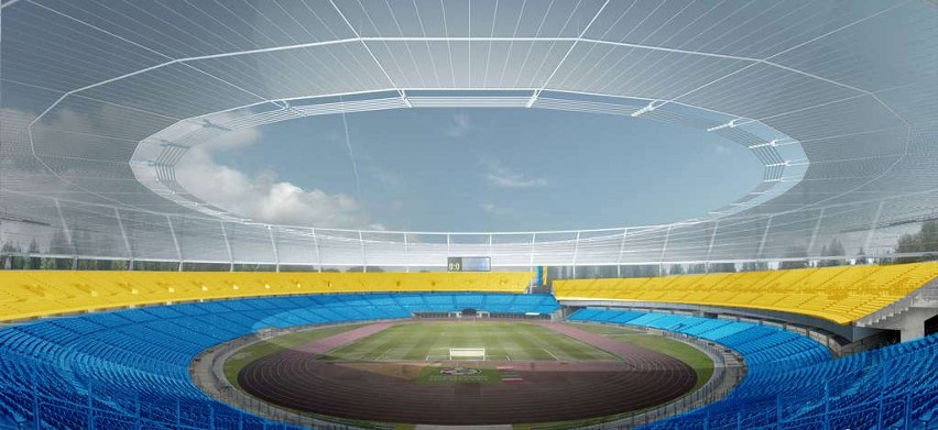 Projekt żółto-niebieskiego stadionu internauty o pseudonimie...