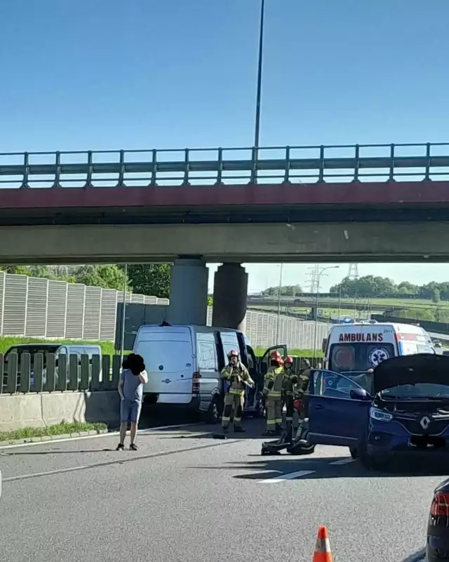 Wypadek na autostradzie A4 na południu Krakowa