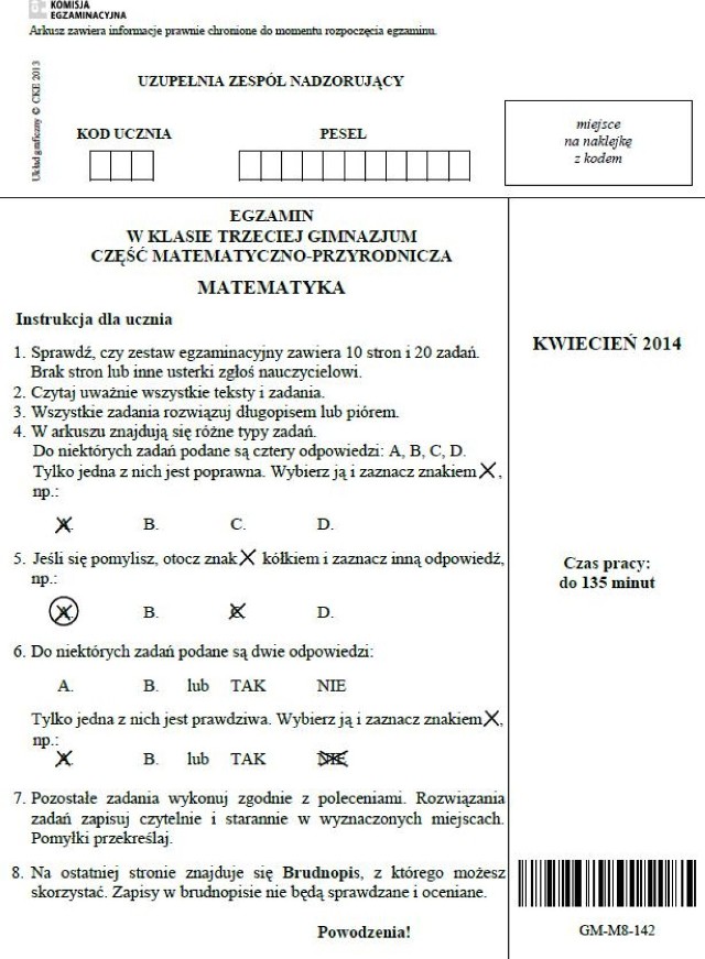 Egzamin gimnazjalny 2014. Zobacz arkusze z matematyki dla uczniów z upośledzeniem umysłowym w stopniu lekkim.