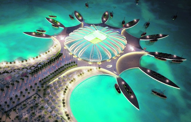 Tak ma wyglądać Doha Port Stadium, jedna z aren mistrzostw świata w 2022 r. Zostanie wybudowany na sztucznym półwyspie i pomieści 44 950 widzów.