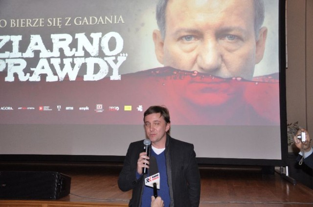 Nakręcone w Sandomierzu "Ziarno prawdy" i uroczysta prapremiera podsunęły włodarzom miasta   pomysł  na nową atrakcyjną imprezę  - Festiwal Filmów Kryminalnych ,na zdjęciu Borys Lankosz.