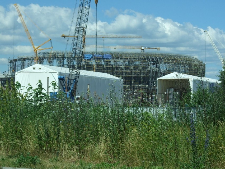 Budowa stadionu na EURO 2012, widok z ul. Marynarki...