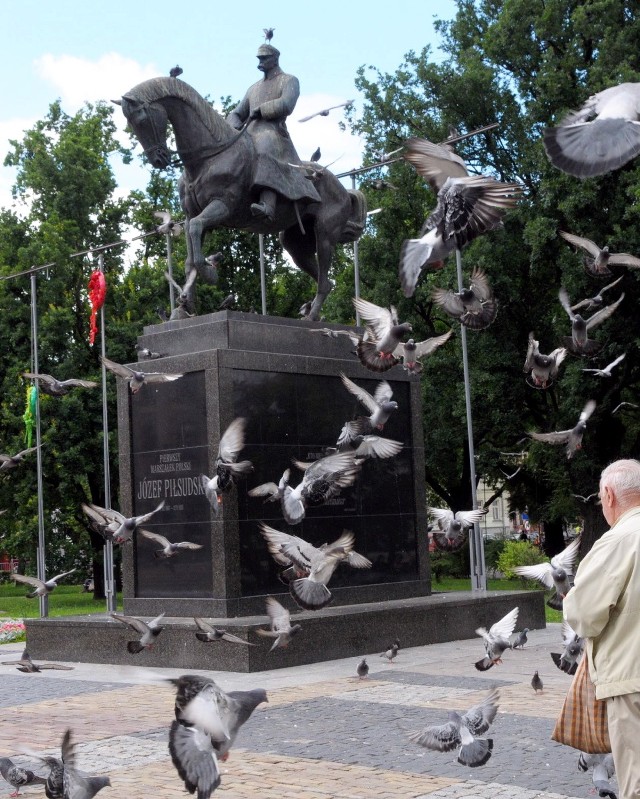 W miejscu czerwonoarmisty obecnie stoi pomnik Marszałka