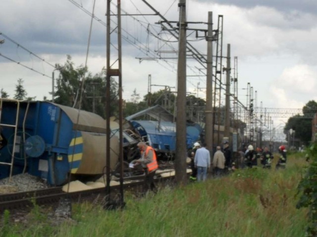 Wykolejenie pociągu towarowego we Wronkach.
