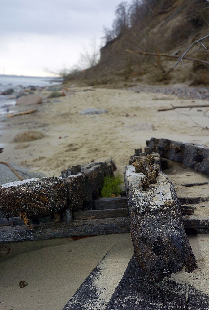Gdynia: Morze wyrzuciło na brzeg fragmenty wraku żaglowca (ZDJĘCIA)