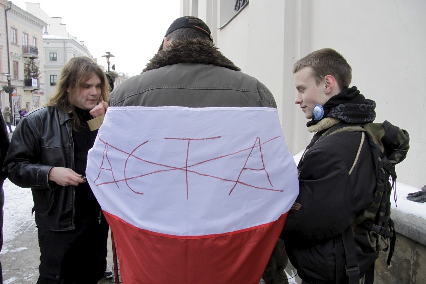 Protest przeciwko ACTA w Lublinie (ZDJĘCIA, WIDEO)