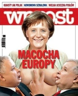 Angela Merkel jako "Macocha Europy" w towarzystwie braci...