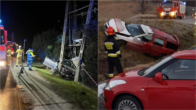W Łętowicach samochód uderzył w transformator, w Olszynach wypadł z drogi i zatrzymał się w rowie