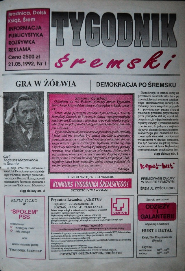 25-lecie "Tygodnika Śremskiego": pierwszy numer z 21 maja 1992 roku