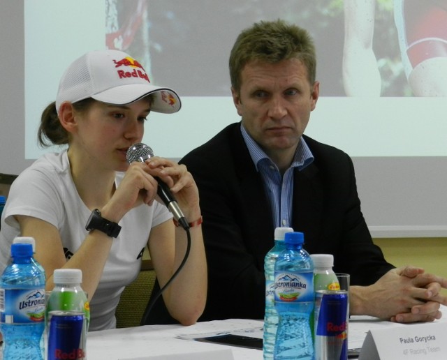 Paula Gorycka, olimpijka z Londynu, i  Andrzej Piątek, dyrektor sportowy Polskiego Związku Kolarskiego 