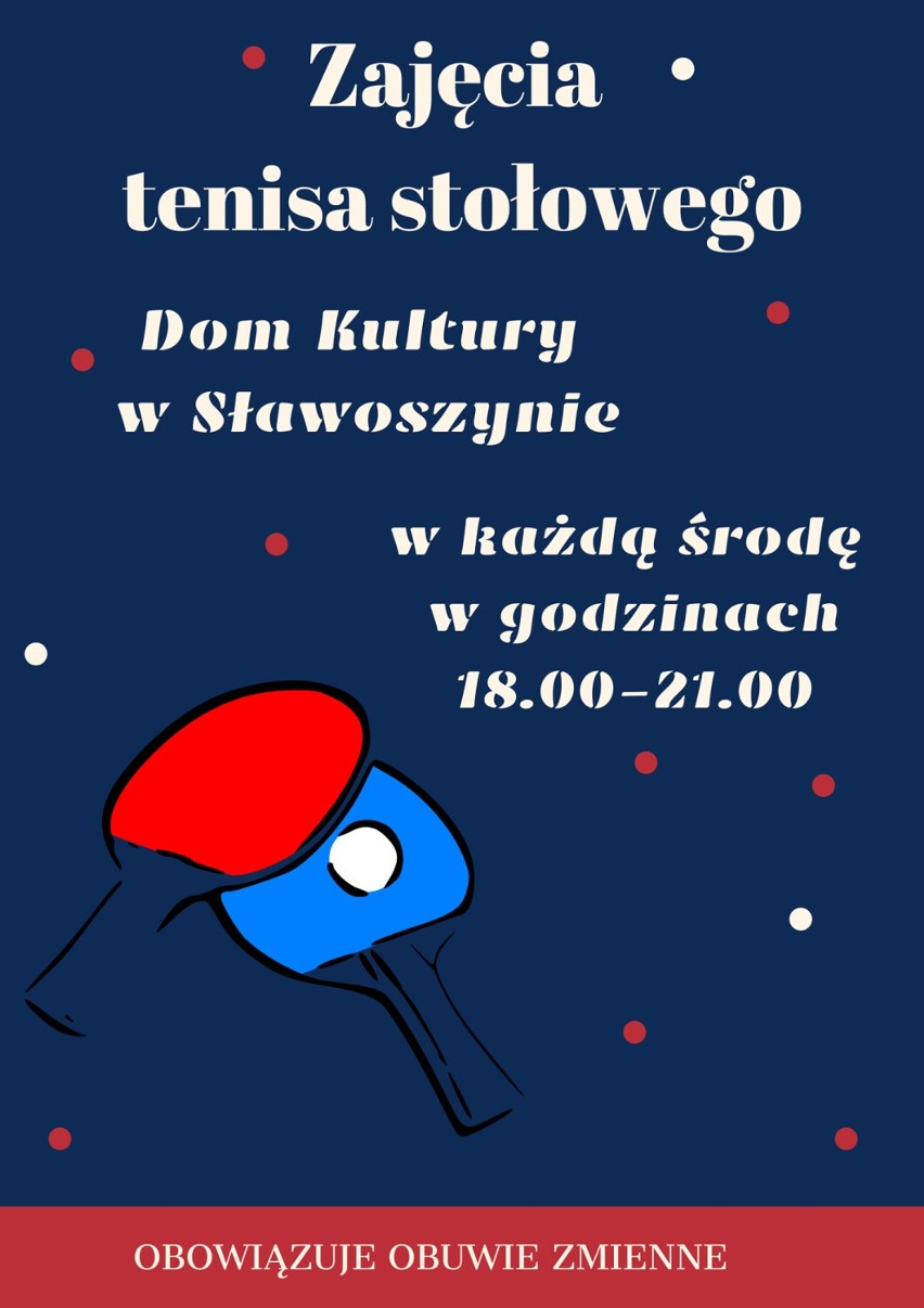 Sołectwo Sławoszyno zaprasza na darmowe zajęcia tenisa...