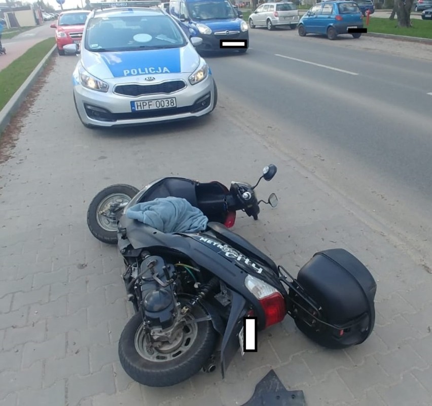 Wypadek na ul. Jagiellońskiej w Radomsku. Potrącony motorowerzysta