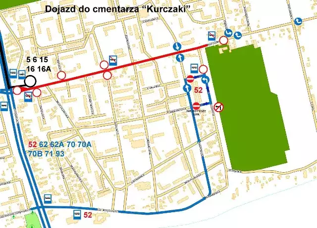 1 listopada 2012 roku - organizacja ruchu wokół cmentarza Kurczaki w Łodzi.