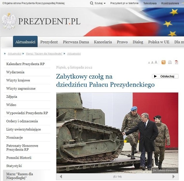 Zabytkowy czołg przed Belwederem obejrzał prezydent Bronisław Komorowski