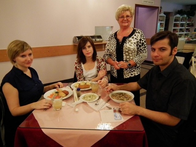 Na obiedzie w Historicum spotkaliśmy Paulę Preuss, Marię Wasilewicz i Nioklaya Grabovskiego.