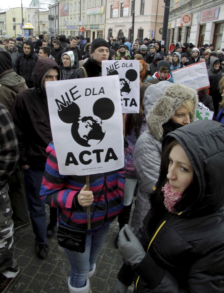 Protest przeciwko ACTA w Lublinie (ZDJĘCIA, WIDEO)