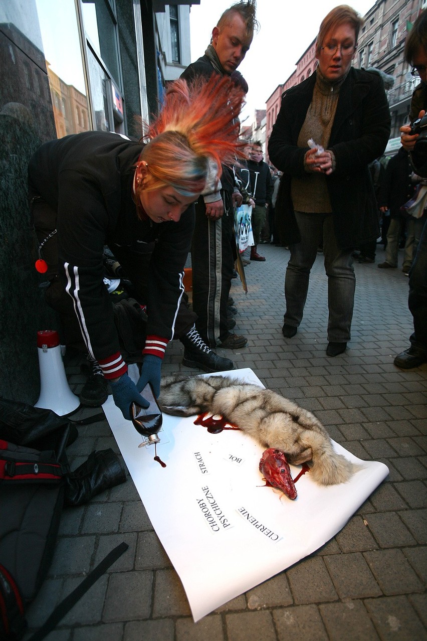 Marsz przeciw zabijaniu zwierząt na futra fundacji Viva
