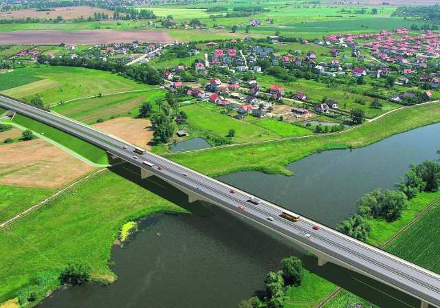 Tak będzie wyglądał most przez Odrę (widok z południa). W tle Kamieniec Wrocławski