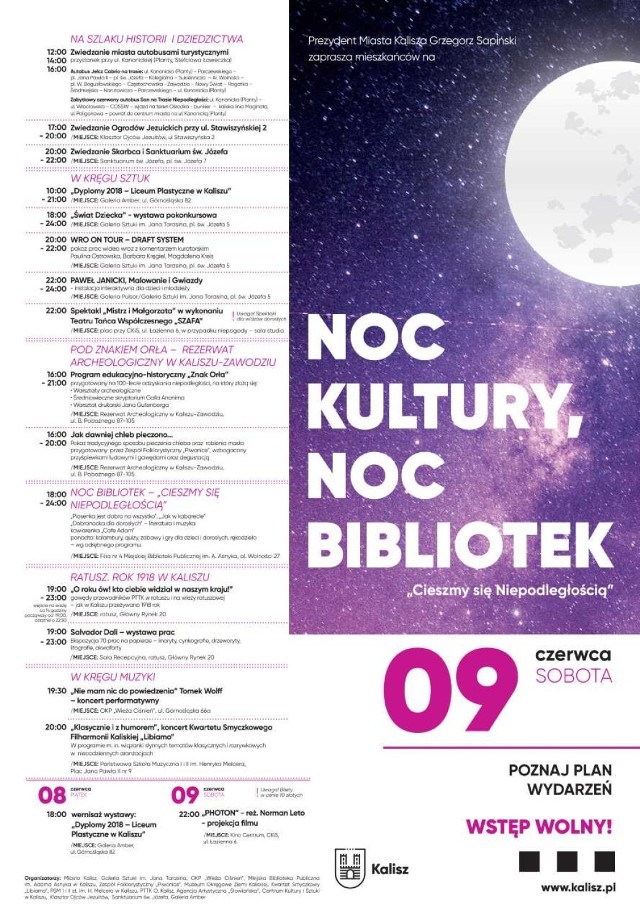 Noc Kultury i Noc Bibliotek w Kaliszu. Zobacz cały PROGRAM