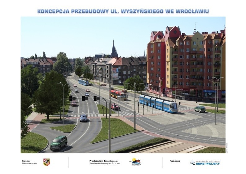 Tak ma wyglądać ulica Wyszyńskiego. Tramwaje pojadą tędy do Jedności (WIZUALIZACJE)