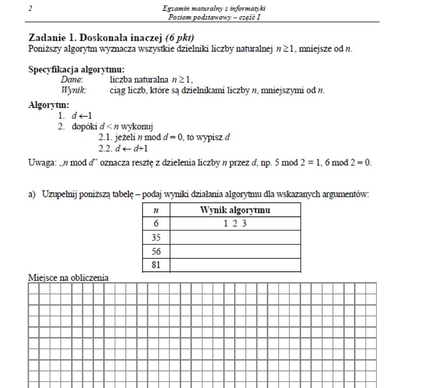 MATURA 2014 INFORMATYKA - P. PODSTAWOWY