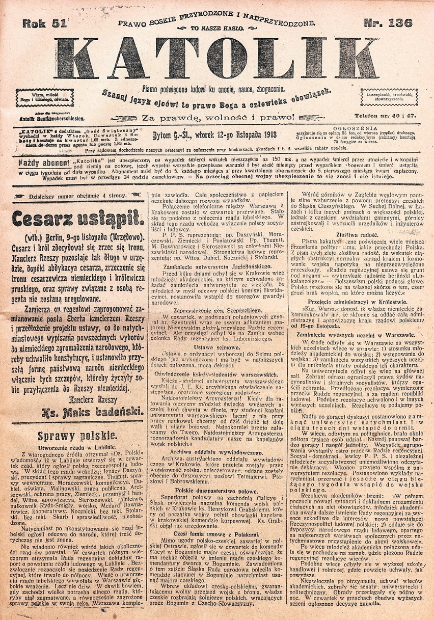 Zobacz, o czym i jak pisały śląskie gazety w listopadzie 1918 i 1938 roku [REPRINTY]