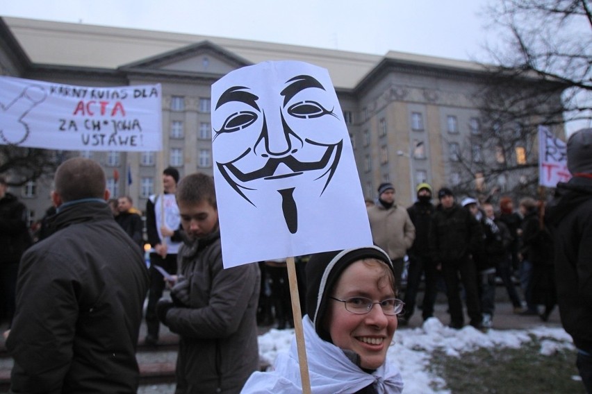 Protest przeciwko ACTA w Katowicach [ZDJĘCIA i WIDEO]