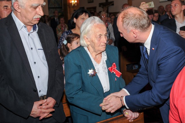 Helena Tokarz podczas uroczystości, która odbyła się w Żmiącej