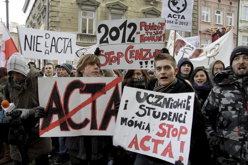 Protest przeciwko ACTA w Lublinie (ZDJĘCIA, WIDEO)