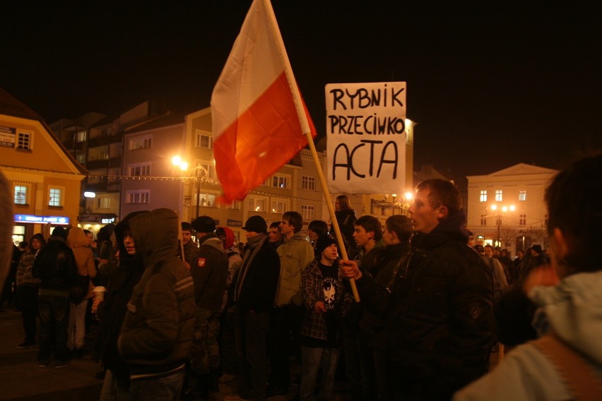 Protest przeciwko ACTA w Rybniku [ZDJĘCIA i WIDEO]