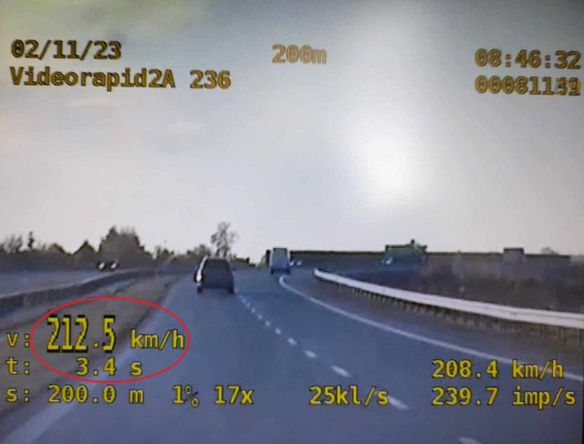 W Czewujewie (gmina Rogowo) policjanci zatrzymali do kontroli auto jadące z prędkością 212 km/h.