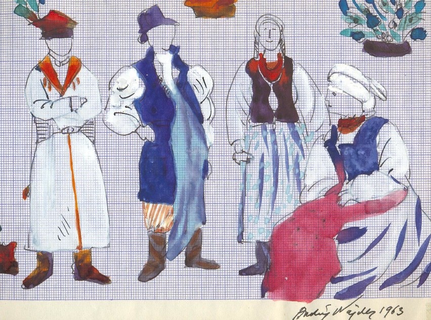 Fragment rysunku Andrzeja Wajdy do filmu "Wesele"