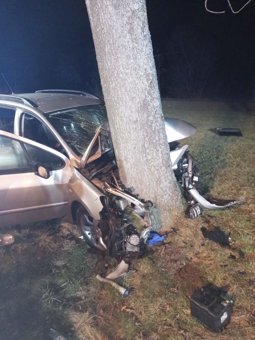 Gmina Osjaków. 29-latek stracił panowanie nad autem i uderzył w drzewo