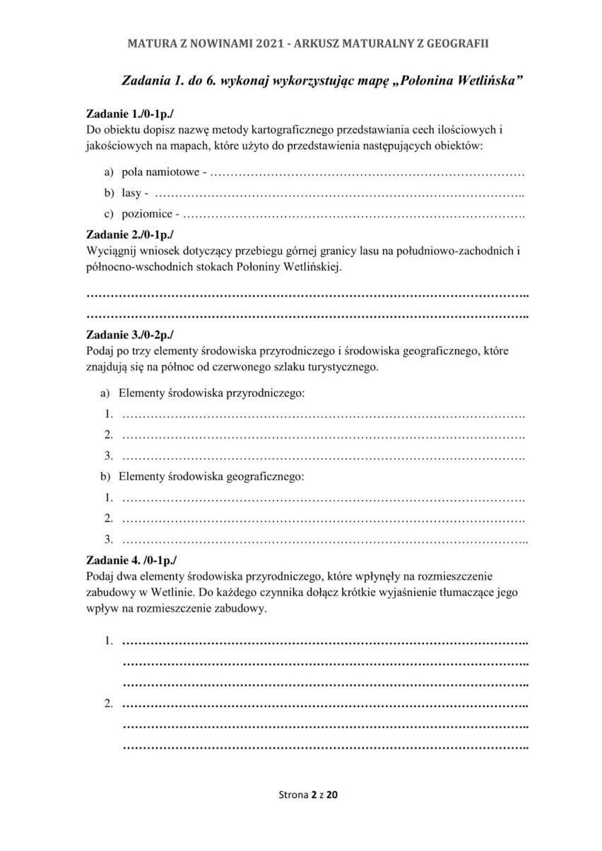 Próbna matura 2021. Geografia na poziomie rozszerzonym
