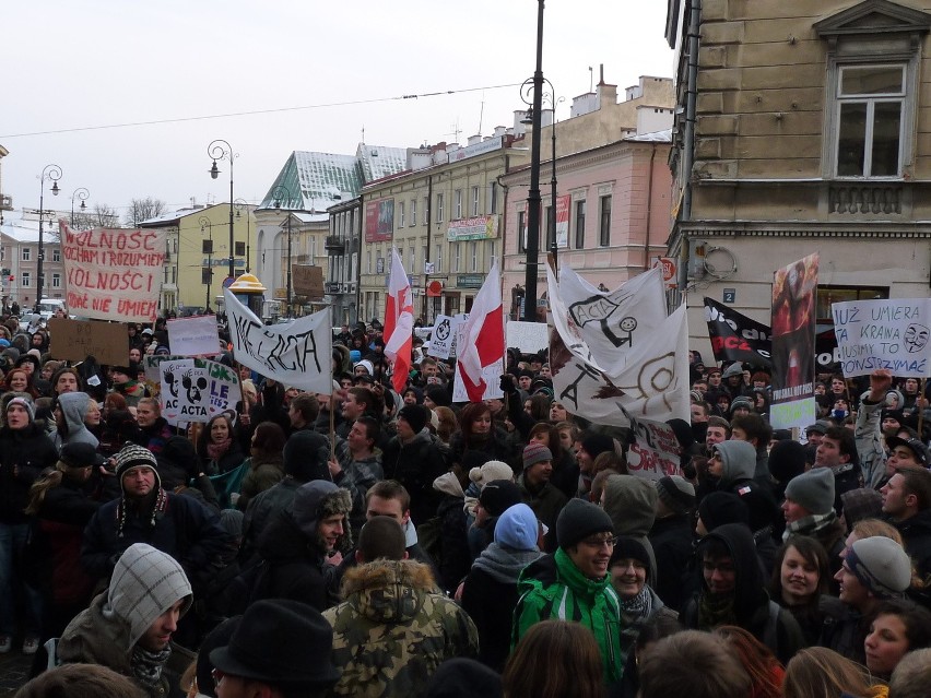 Protest przeciwko ACTA w Lublinie (ZDJĘCIA, WIDEO)