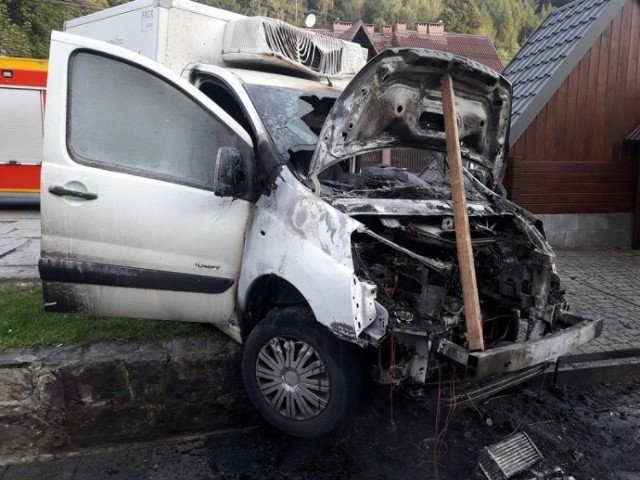 Pożar samochodu dostawczego w Kosarzyskach