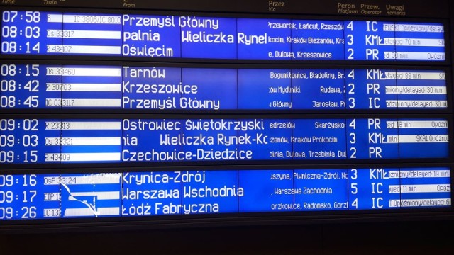Pociągi wyjeżdżają z opóźnieniem ze stacji Kraków Główny
