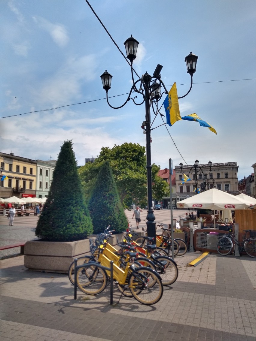 Flagi górnośląskie na rybnickim rynku