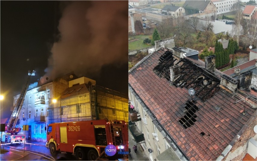 Pożar budynku na ulicy Łęgskiej we Włocławku